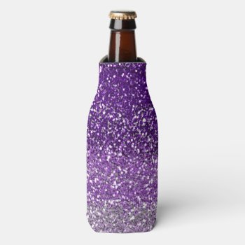Stylish Purple  Ombre Glitter Sparkle Bottle Cooler by InTrendPatterns at Zazzle