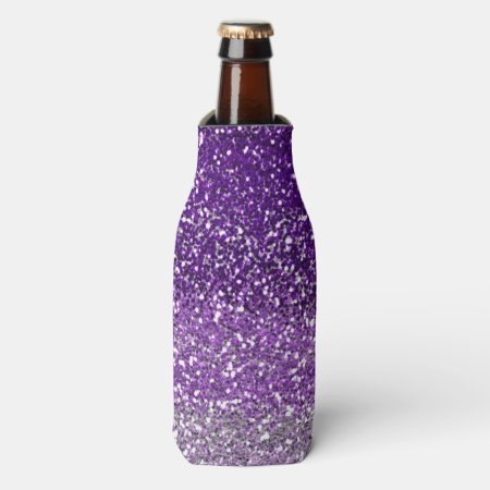 Stylish Purple  Ombre Glitter Sparkle Bottle Cooler