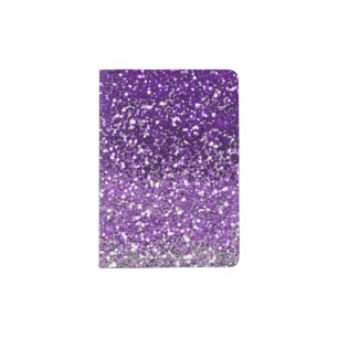 Stylish Purple Ombre Glitter Sparkly Passport Holder