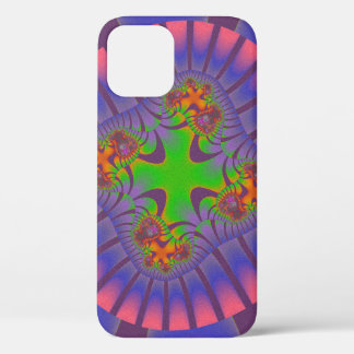 Stylish Purple, Pink and Green Fractal iPhone 12 Case