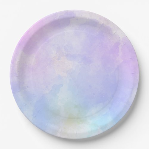 Stylish Purple Pink Blue Abstract Watercolor Paper Plates