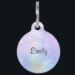 Stylish Purple Pink Blue Abstract Watercolor Pet ID Tag<br><div class="desc">A pet tag personalized with a name with a beautiful abstract pattern. 
Purple,  pink and blues mix,  blend and flow together to create an elegant and beautiful watercolor abstract design.</div>