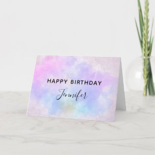 Stylish Purple Pink Blue Watercolor Birthday Card