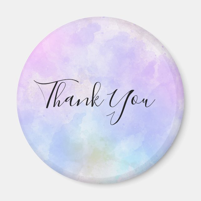 Stylish Purple Pink Blue Watercolor Thank You Magnet (Front)