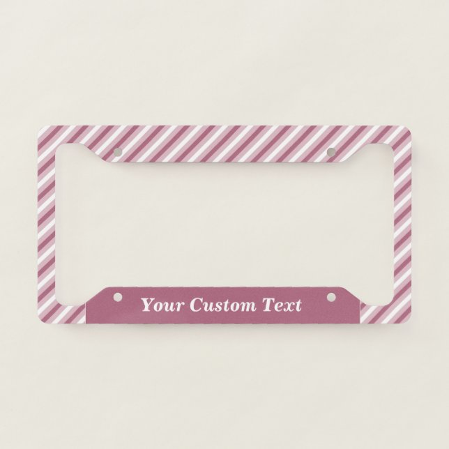 Stylish Purple Pink Stripe Pattern Personalized License Plate Frame (Front)