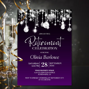 Stylish Purple Retirement Party Invitation