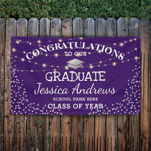 Stylish Purple & Sliver Class of 2026 Graduation Banner