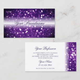 Stylish Purple Sparkling Glitter White Glamorous Business Card