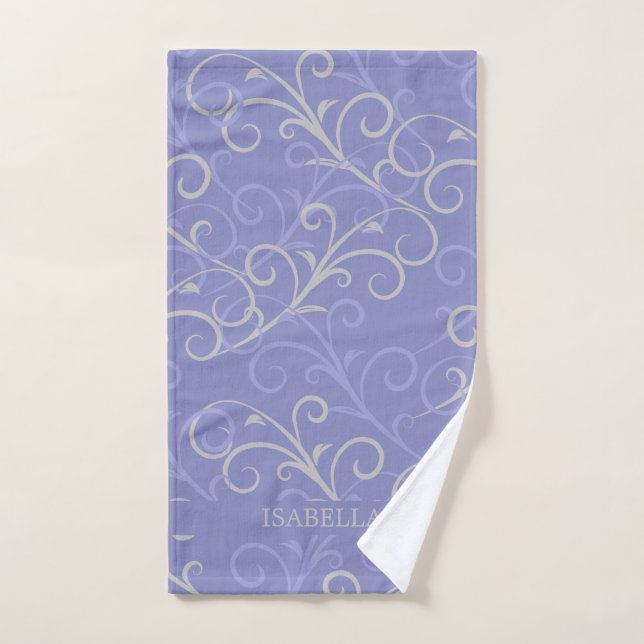 Stylish Purple Swirl Personalized Hand Towel (Hand Towel)