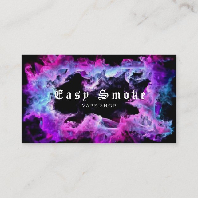 Stylish Purple Vape Shop Unique Design Business Card (Front)
