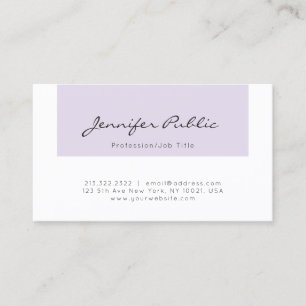 Stylish Purple White Sleek Professional Modern Top Business Card