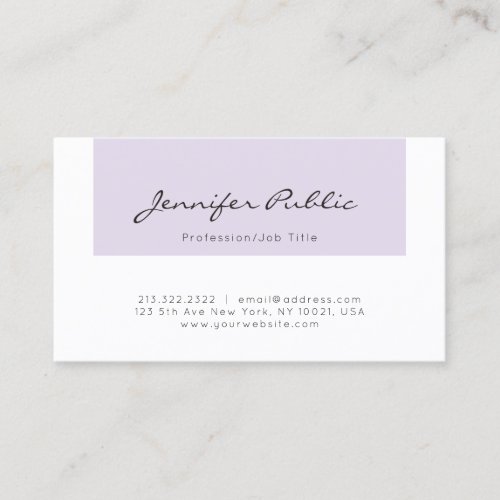 Stylish Purple White Sleek Professional Modern Top Business Card