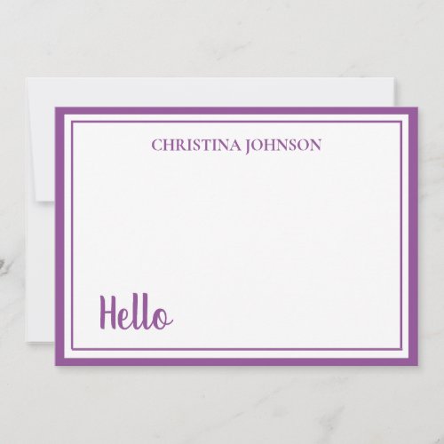 Stylish Purple with Name Flat Note Card