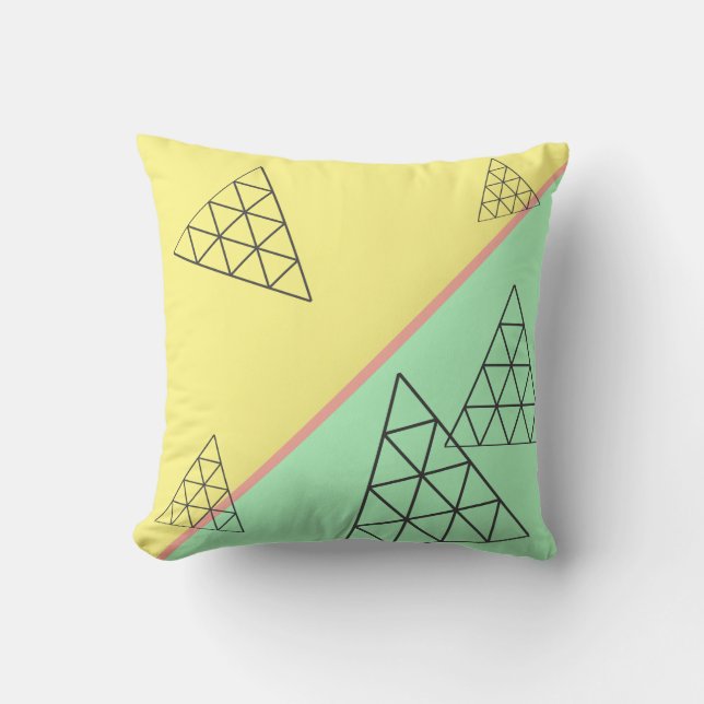 Stylish Pyramid Triangle Geometry Pastel Throw Pillow (Front)