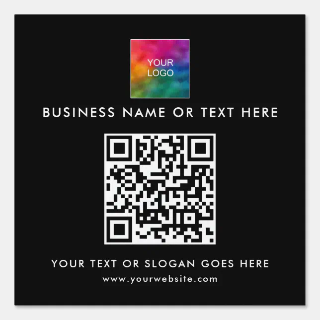 Stylish QR Code Company Business Logo Black Yard Sign Zazzle