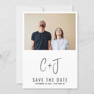 STYLISH | QR Code Modern Simple Photo Border Save The Date