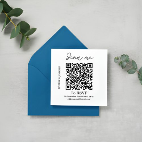 Stylish QR Code Wedding RSVP Card Online Reply  Enclosure Card