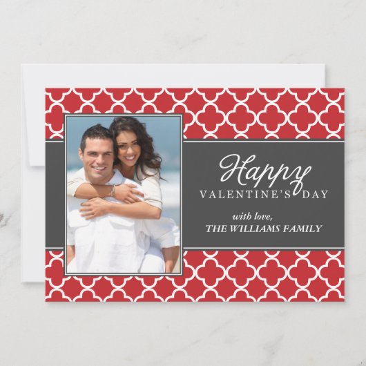 Stylish Quatrefoil Photo Valetines Day (Front)
