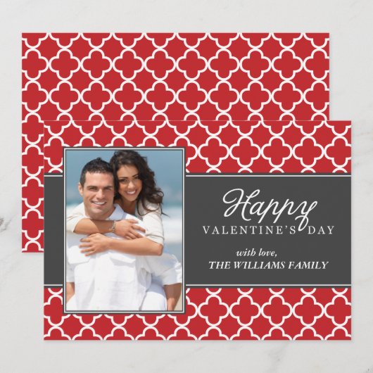 Stylish Quatrefoil Photo Valetines Day (Front/Back)