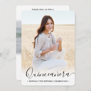 Stylish Quinceañera Script 2 Photo 15th Birthday Invitation