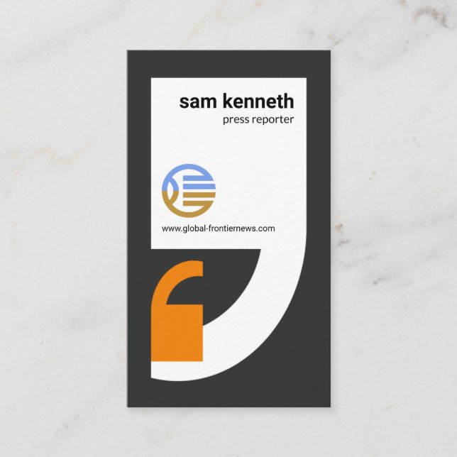 Stylish Quotation Mark Reporter Journalist Business Card (Front)