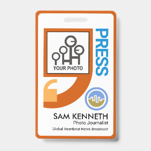 Stylish Quotation Marks Motif Press Reporter Badge