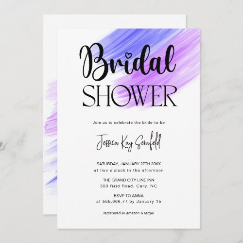 stylish Rainbow Brush Strokes Bridal Shower Invitation