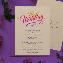 Stylish Rainbow Color Wedding Calligraphy Script