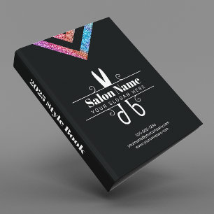 Stylish Rainbow Glitter Hair Salon Logo Style Book 3 Ring Binder