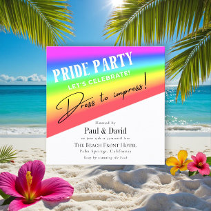 Stylish Rainbow Pride Party Invitation with RSVP Q