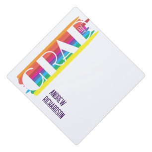 Stylish rainbow stripe class year graduation cap topper