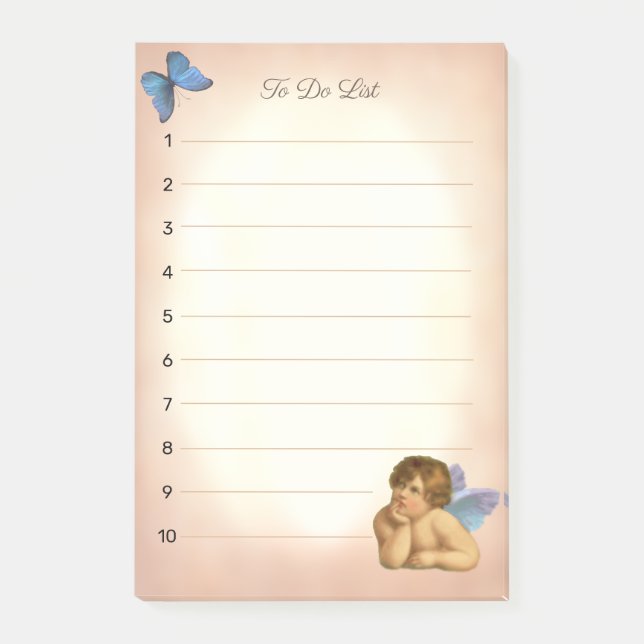 Stylish Raphael Cherub & Blue Butterfly Post-it Notes (Front)
