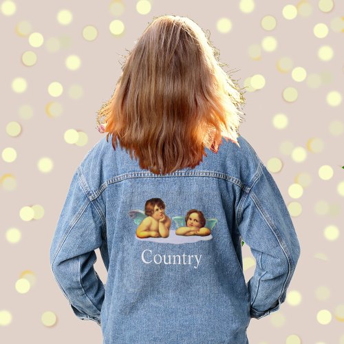 Stylish Raphael Cherubs  Typography Denim Jacket