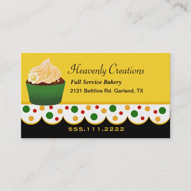 Stylish Rasta Colors Bakery Business Card (Front)