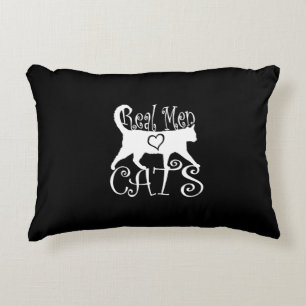 Stylish Real Men Love Cats on a black decor Decorative Pillow
