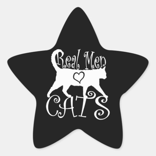 Stylish Real Men Love Cats Star Sticker