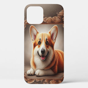 Stylish Realistic Colorful Border Corgi Dog Browen iPhone 12 Pro Case