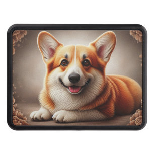 Stylish Realistic Colorful Border Corgi Dog Browen Hitch Cover