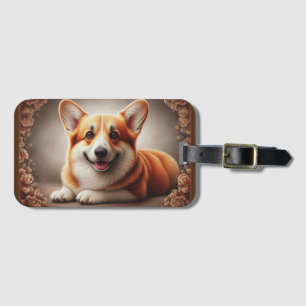 Stylish Realistic Colorful Border Corgi Dog Browen Luggage Tag
