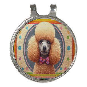 Stylish Realistic Cute Poodle Dog Colorful Border Golf Hat Clip