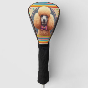 Stylish Realistic Cute Poodle Dog Colorful Border Golf Head Cover