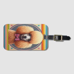 Stylish Realistic Cute Poodle Dog Colorful Border Luggage Tag