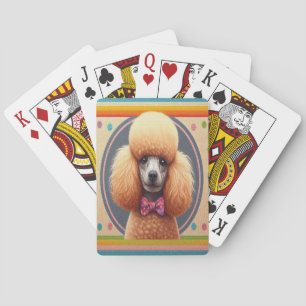 Stylish Realistic Cute Poodle Dog Colorful Border Poker Cards