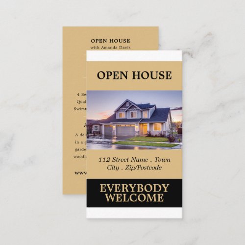 Stylish Realtor Open House Advertising Cards