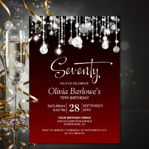 Stylish Red 70th Birthday Party Invitation