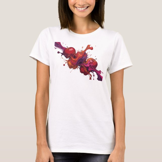 Stylish Red Abstract Apple Graphic Tee Tee (Front)
