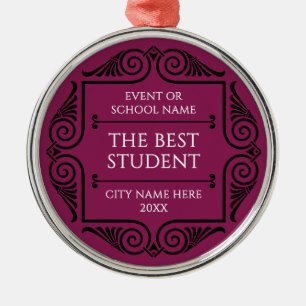 Stylish Red Achievement Recognition Business Award Metal Ornament