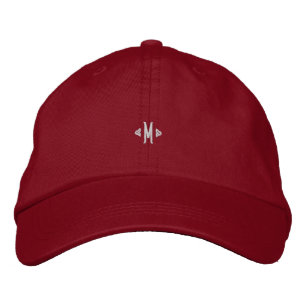 Stylish Red Adjustable-Hat M Initial Monogram Wear Embroidered Baseball Cap