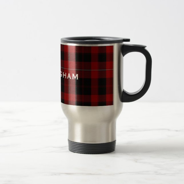 Stylish Red and Black Cunningham Plaid Mug (Right)
