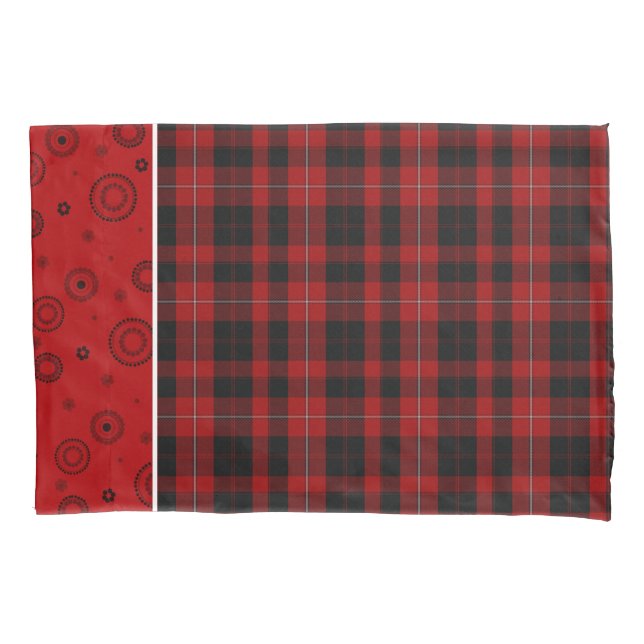 Stylish Red and Black Tartan Plaid Pillow Case (Front)